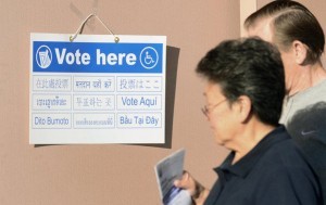 Voting sign in LA County; English optional