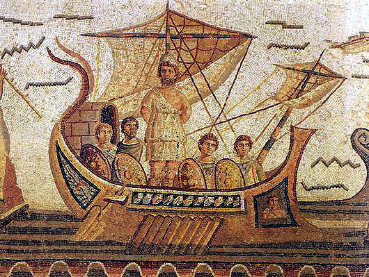 A scene from the Odyssey from a Roman mosaic
