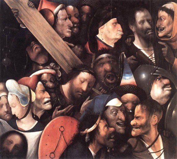 Hieronymus Bosch (1450 – 1516), Passion scene, showing non-Jewish Jesus and Veronica with Jews 