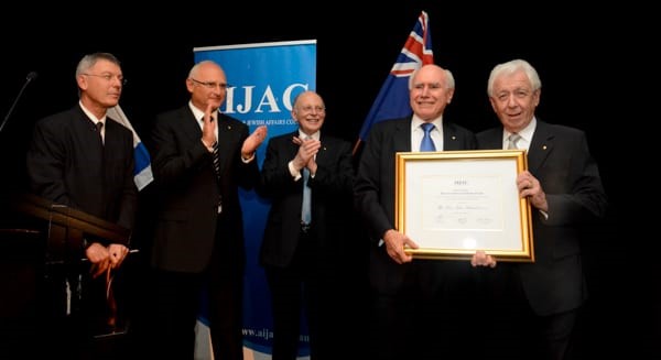 Former Prime Minister John Howard (second from right): leader of “probably the most pro-Israel government in a long time.”