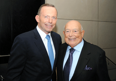 Former Prime Minister Tony Abbott with Isi Leibler